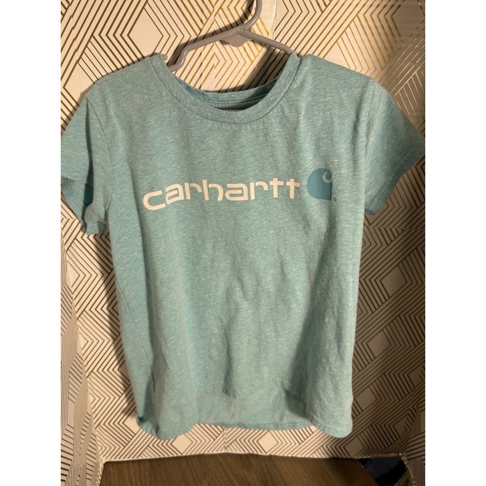 Carhartt Kids Girls Short Sleeve Logo Graphic T-Shirt Heather Blue Size S 8